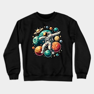 Astronaut Dabbing Planets Astronaut Science Space Crewneck Sweatshirt